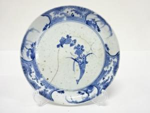 藍九谷　古伊万里　染付　七寸皿